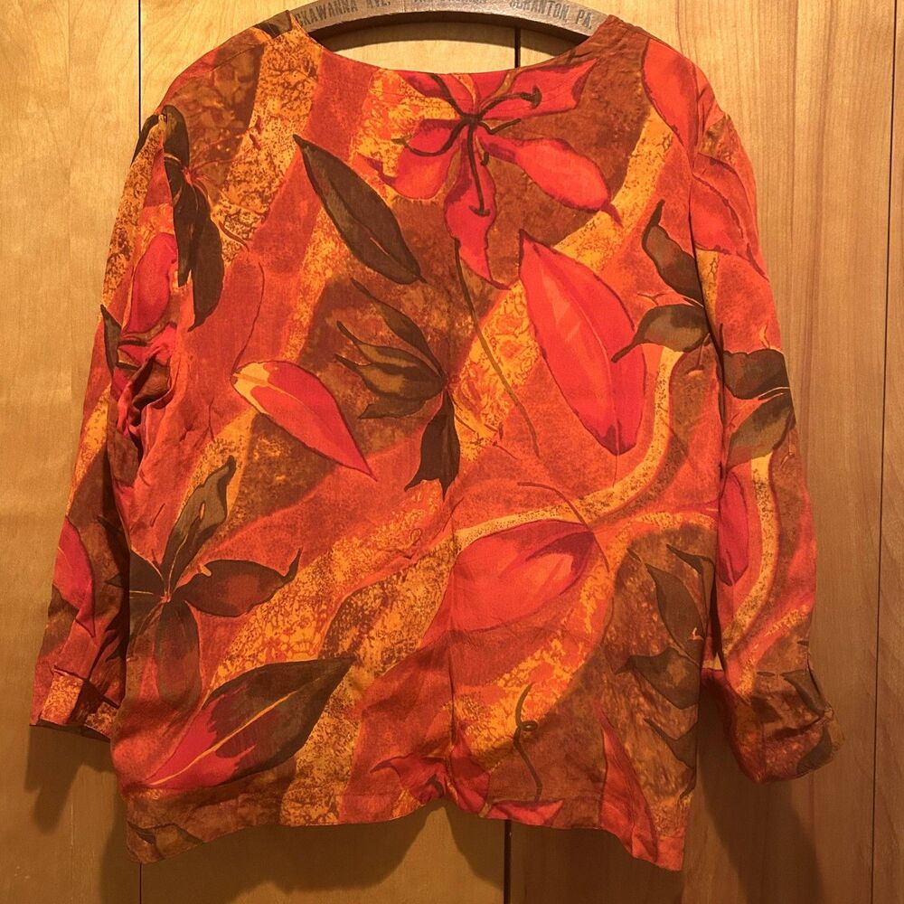 Phool Womens Artsy Lightweight Jacket-Colorful Art to Wear-Sz M-Leaf Print - Picture 6 of 9